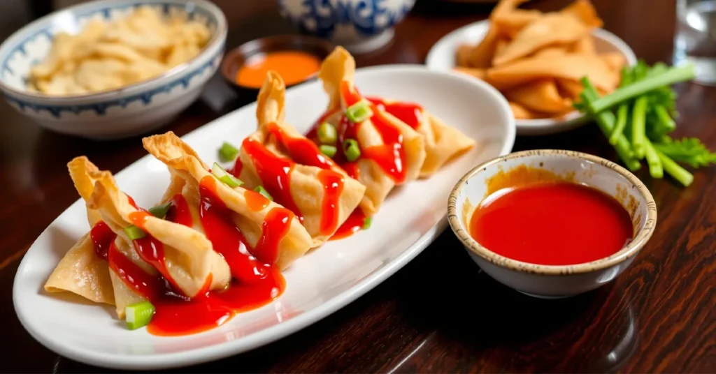 Chicken Wontons in Spicy Chili Sauce Recipe.