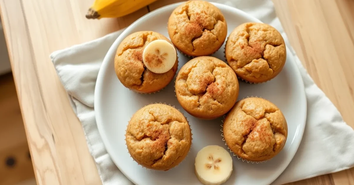 Freshly baked Banana Bread Mini Muffins displayed on a kitchen counter.