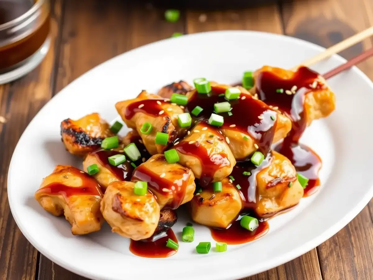 Homemade gluten-free teriyaki sauce in a glass bowl with a spoon, surrounded by fresh ingredients like garlic and ginger.