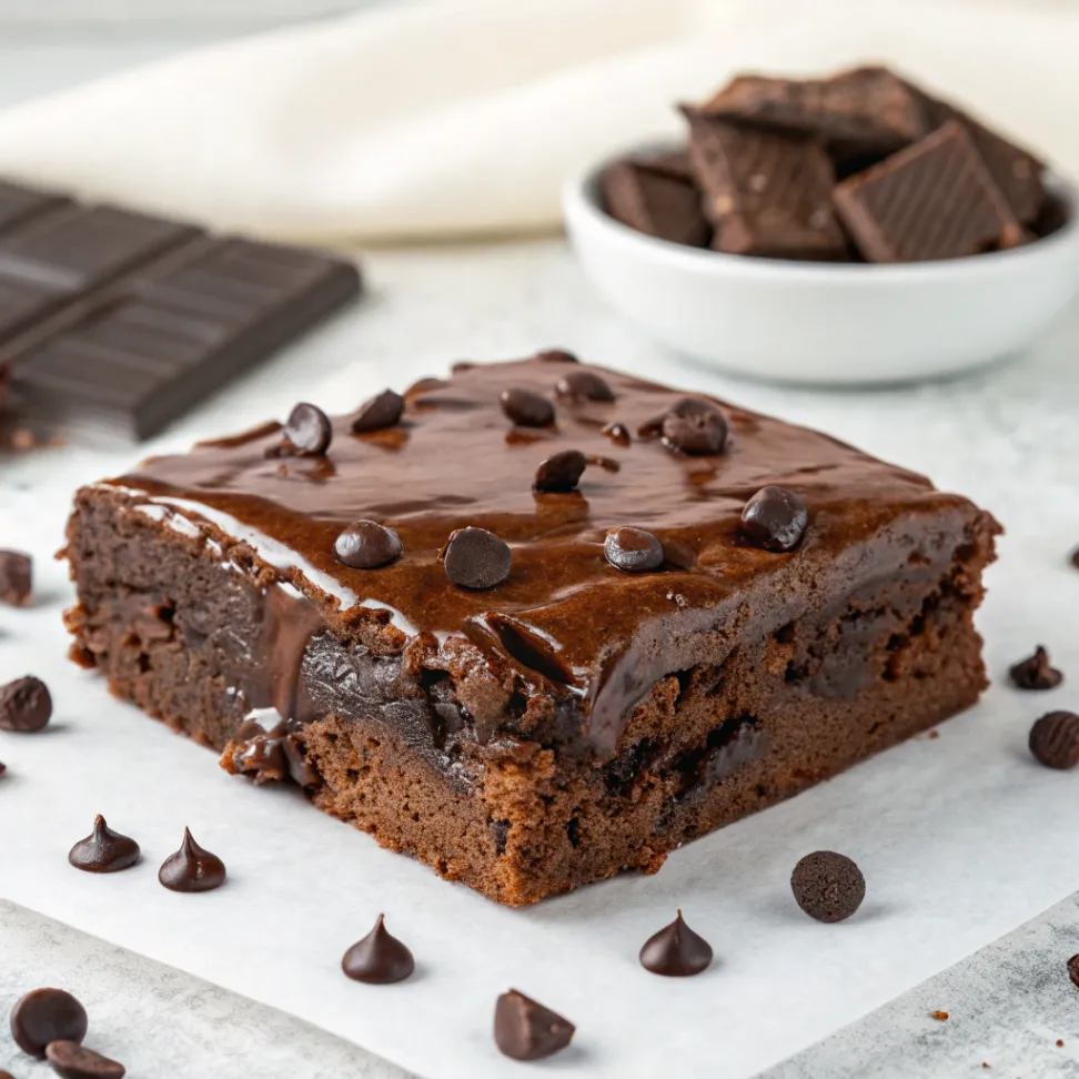 Delicioso Brownie de Chocolate Casero con textura perfecta, listo para disfrutar