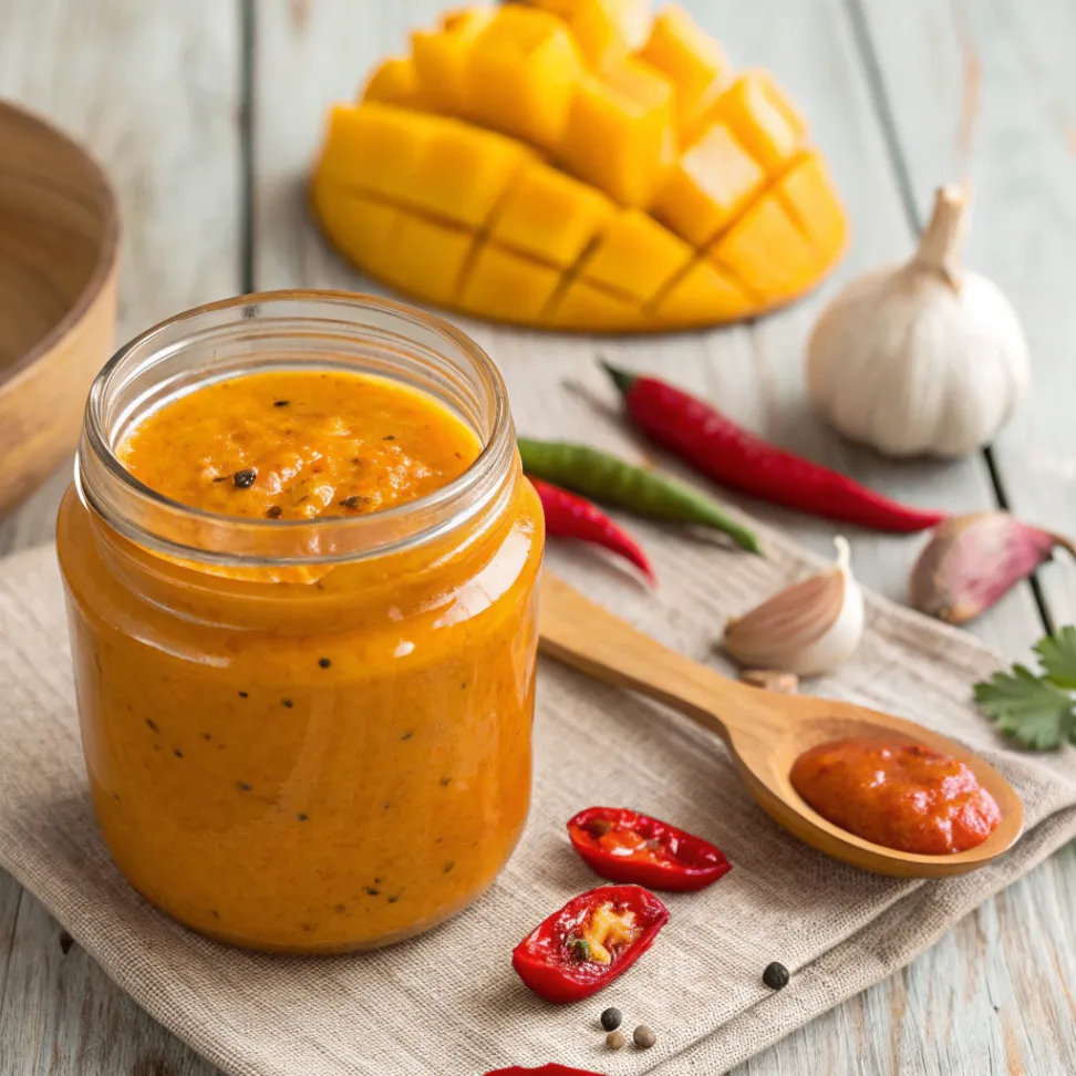 salsa-de-mango-picante-con-ajo-casera