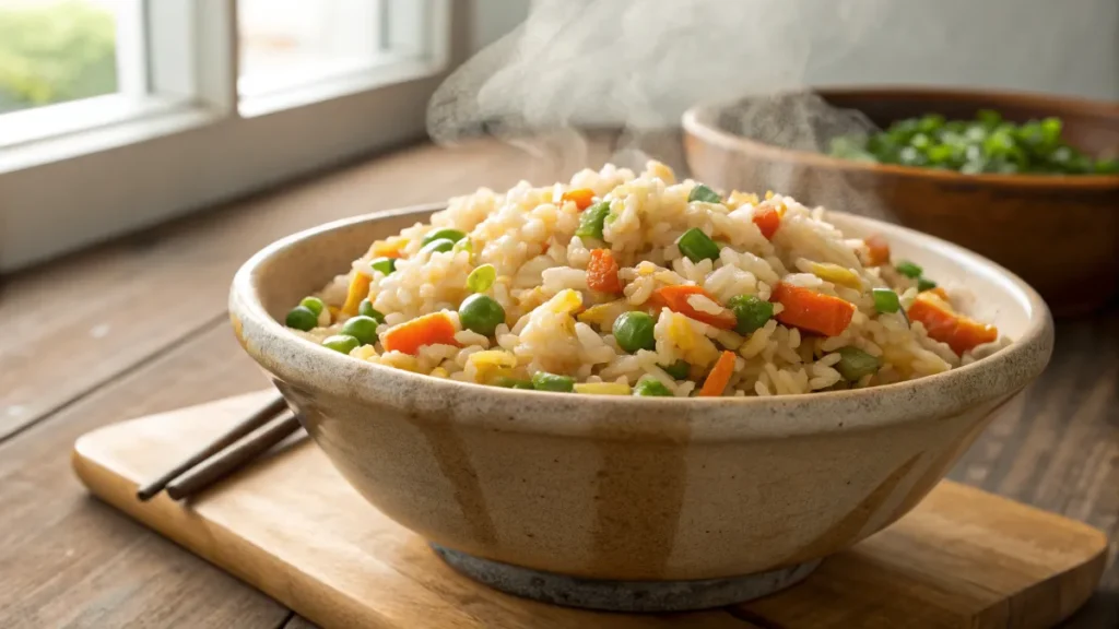 Arroz frito casero con verduras y huevo, preparado con el truco perfecto para que quede suelto y sabroso truco para arroz frito