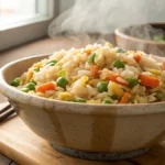 Arroz frito casero con verduras y huevo, preparado con el truco perfecto para que quede suelto y sabroso truco para arroz frito