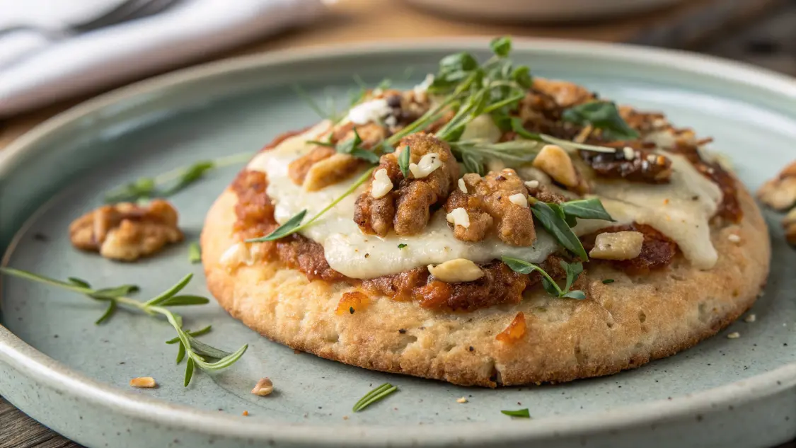 Assiette de cookies salés apéritif gourmand garnis de graines et herbes fraîches