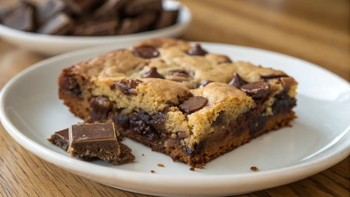 Carrés de Recette Brookie Gourmand avec brownie fondant et cookie croquant