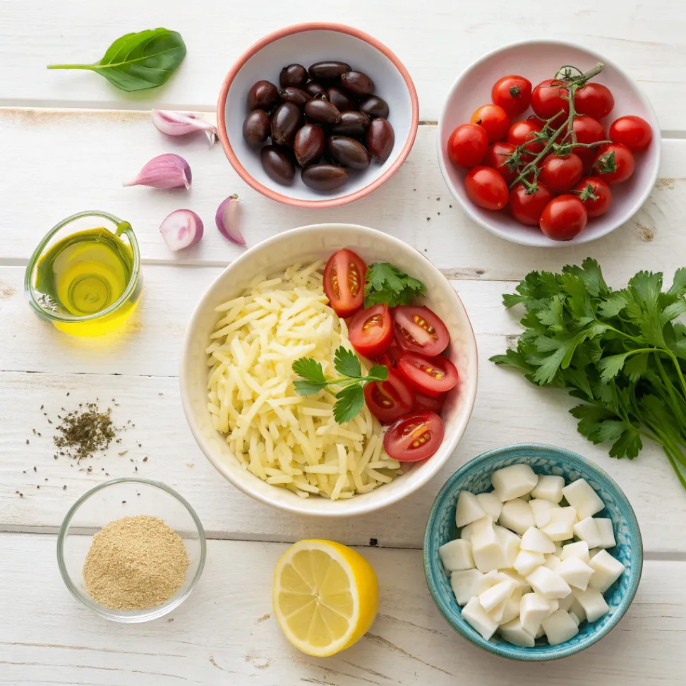 Mediterraner Orzo-Salat Zutaten – Frische mediterrane Zutaten