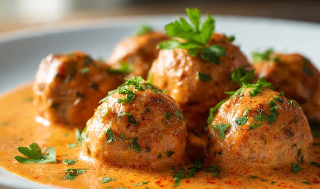 Hackbällchen in cremiger Paprikasoße – Herzhaftes Wohlfühlessen