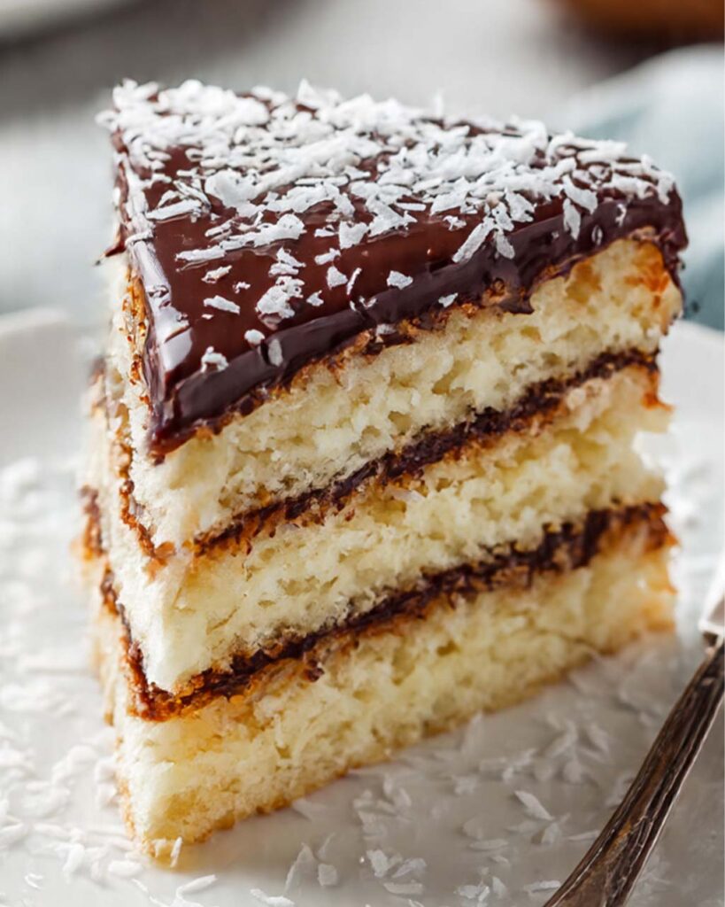 Alle Zutaten für Bounty Kuchen: Kokosraspel, Schokolade, Butter, Eier, Zucker, Sahne und Mehl