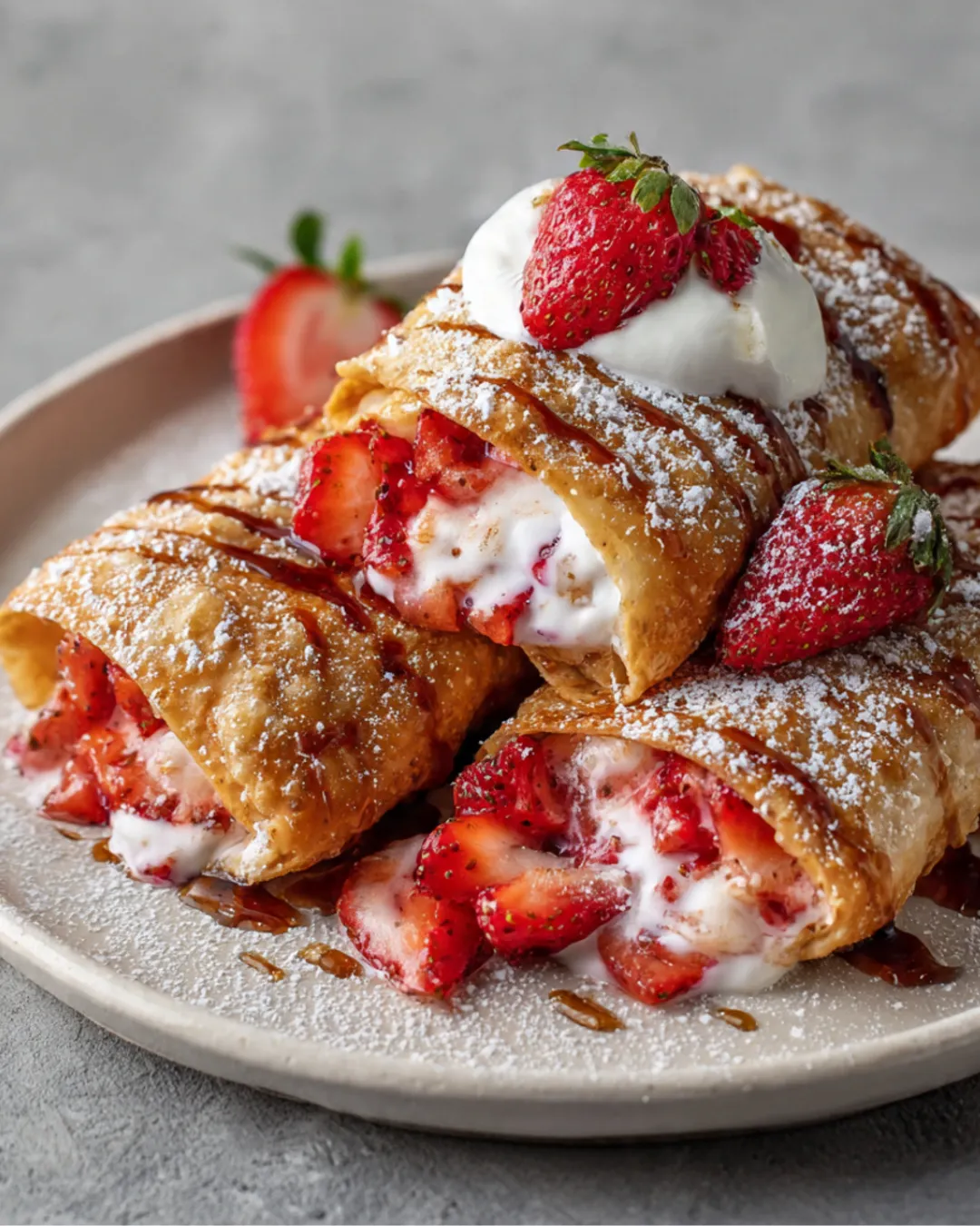 Erdbeer-Käsekuchen-Chimichangas Knuspriges Dessert mit cremiger Füllung