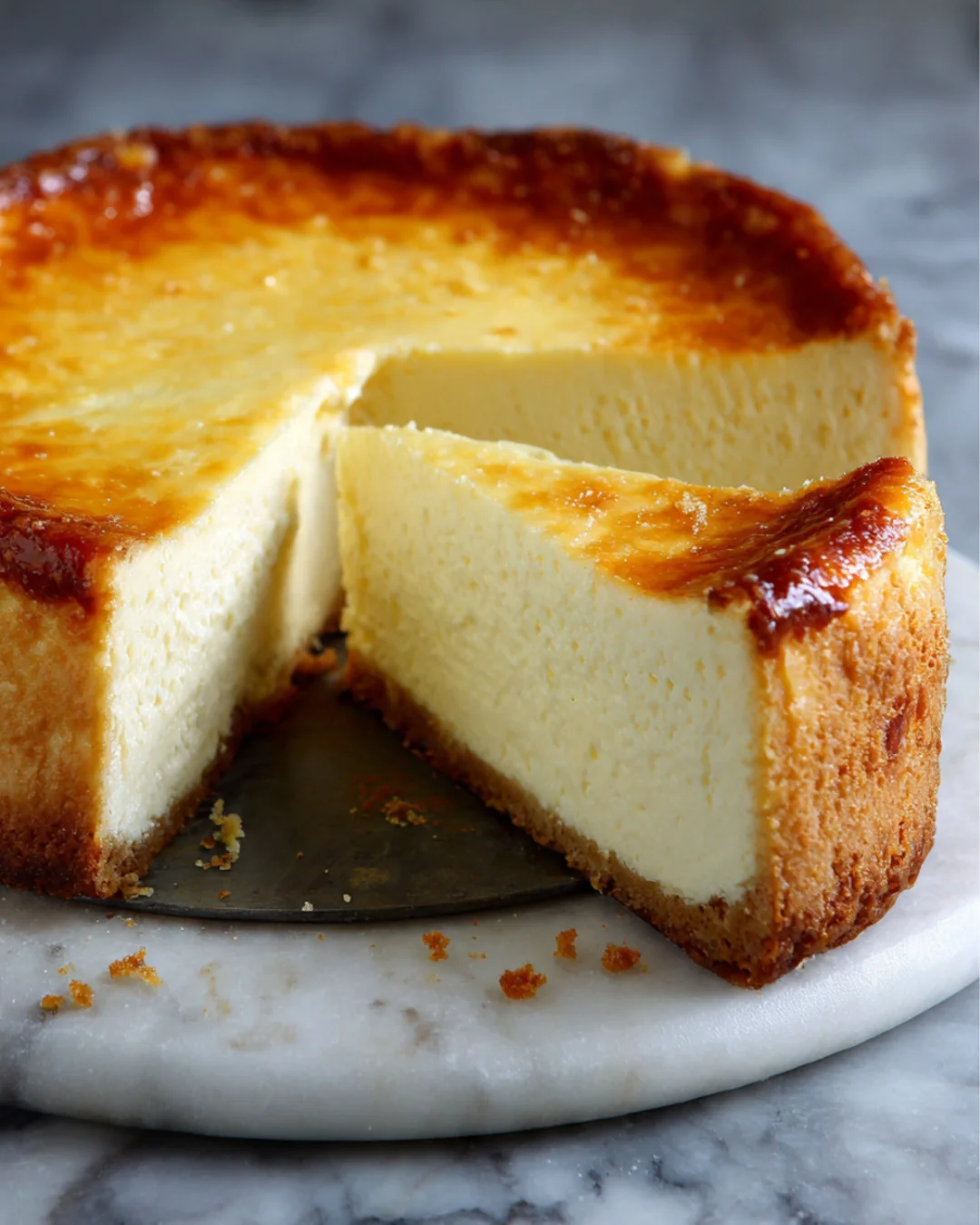 Frischkäsekuchen Reichhaltiges, cremiges und klassisches gebackenes Dessert