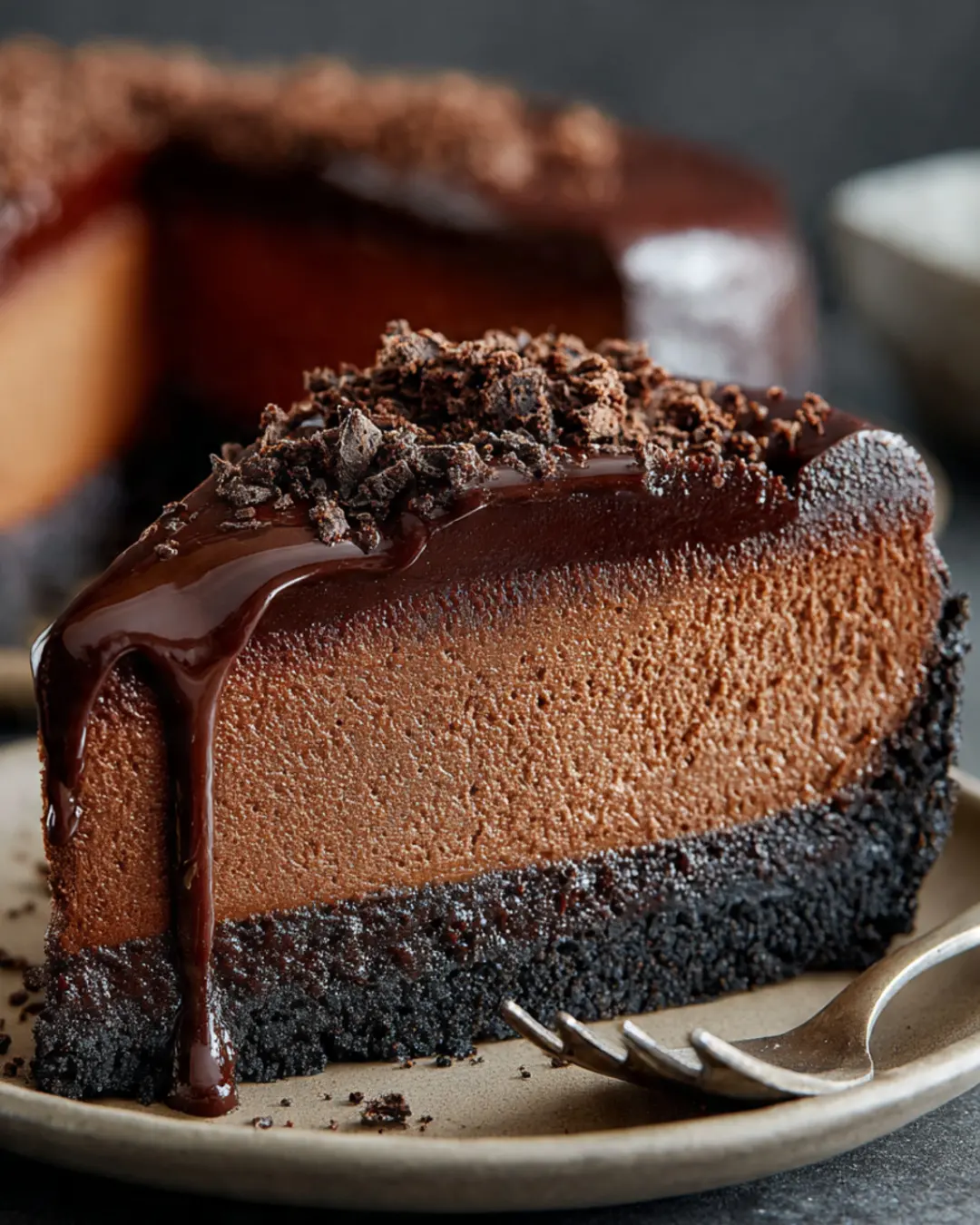 Schokoladen-Käsekuchen mit Keksboden Cremiger Genuss mit knuspriger Basis