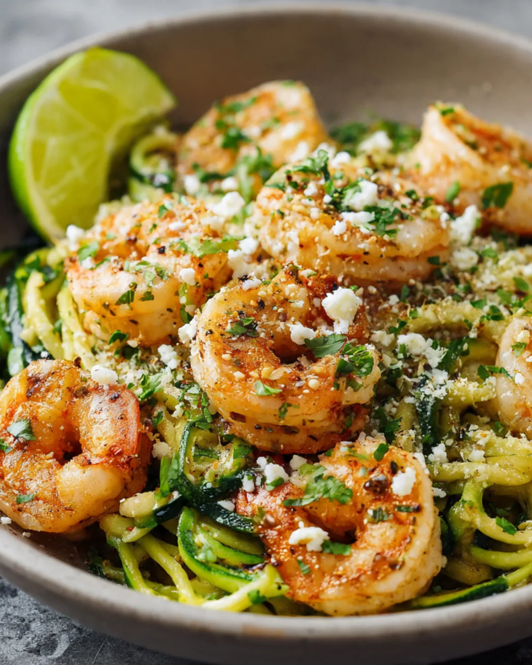 Zucchininudeln mit Knoblauchgarnelen Leichtes Low-Carb Genussrezept